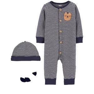Carter's Matching Striped Bear Jumpsuit With Hat & Socks Size 3m